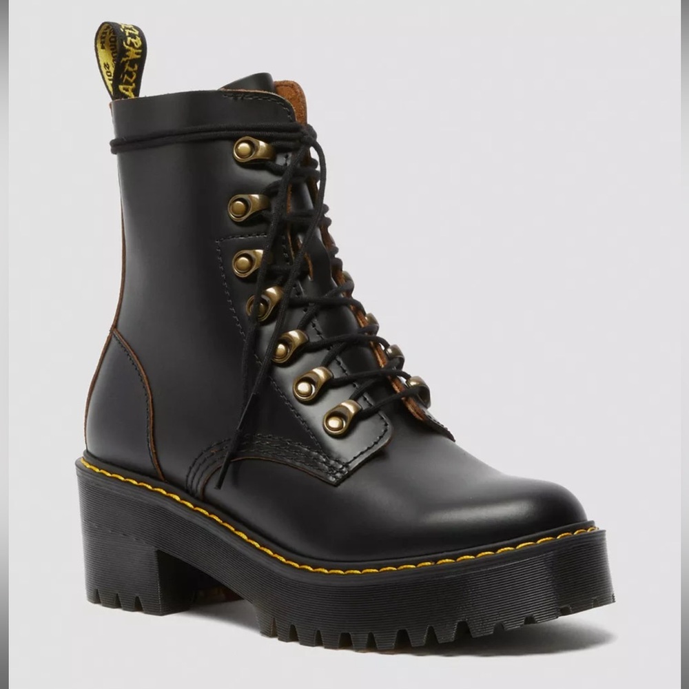 Dr Martens Leona Leather Lace-Up Boots